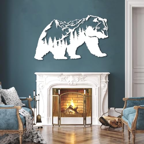 Stylish Metal Bear Wall Sculpture 29x14 Gold