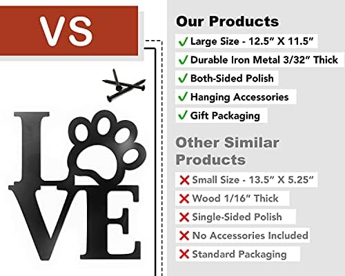 Vivegate Love with Paw Print Wall Decor Black Metal Art