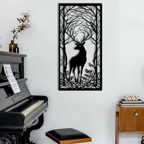 Oxzcimty Metal Deer Wall Art 19x9 Inch Black