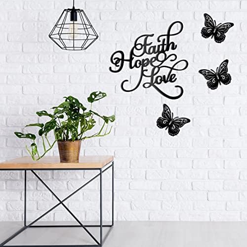 Moxweyeni Faith Hope Love 4 Piece Metal Wall Decor