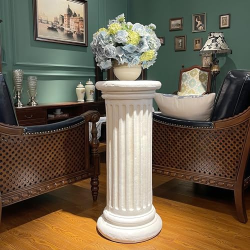 Extra Large Greek Roman Column Statue with Pedestal 354H White