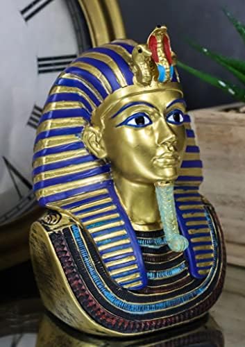 Ebros Golden Cobra and Vulture Nemes Mask Statue of King Tut