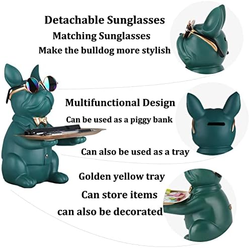 Modern Decor Resin Bulldog Tray Statue Key Holder