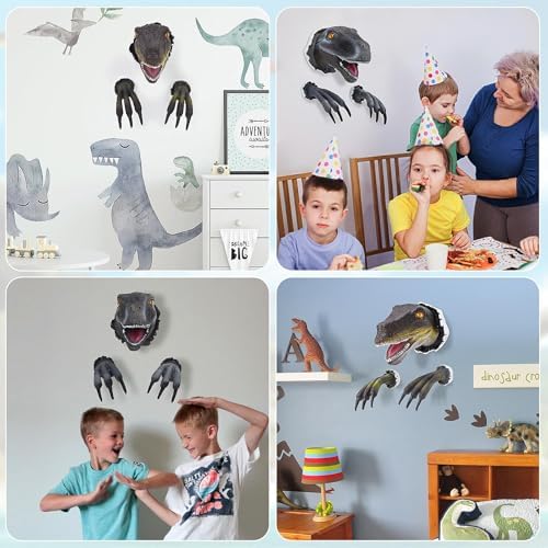 SHOWFEICAT Mini 3D Dinosaur Wall Art Sculpture - Grey