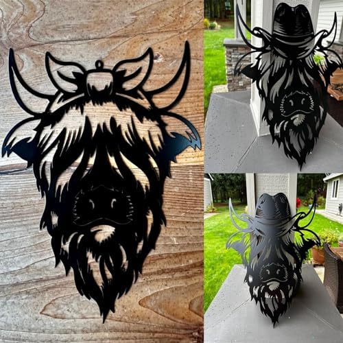 Highland Cow Metal Wall Art Sign