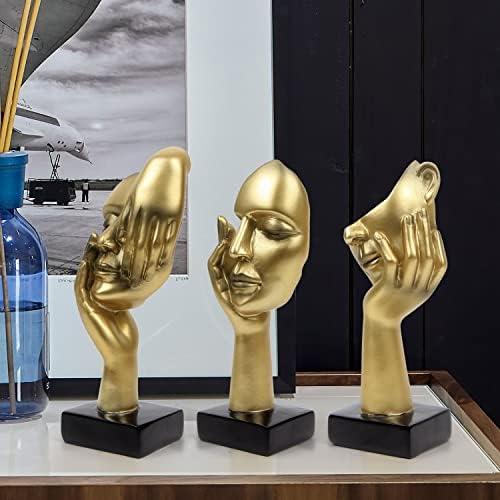 3 Pcs Thinker Statue Modern Home Resin Sculptures