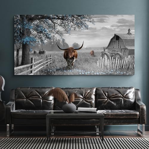 Yiijeah Large Brown Cow Wall Art 58x29 Inches
