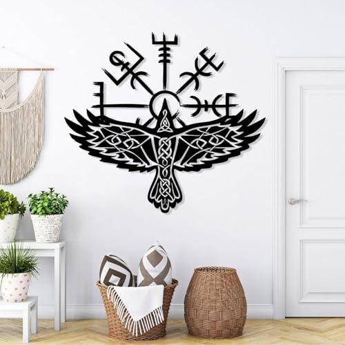 Viking Metal Wall Decor - Nordic Eagle Art