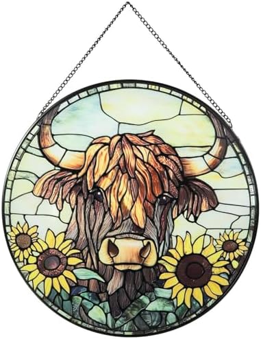 Hobby Lobby Highland Cow Stained Glass Wall Art 12x12 Inches