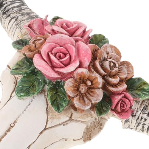 Luxshiny Floral Cow Skull Wall Decor 3D Sculpture