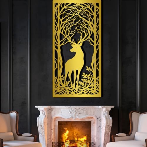 Oxzcimty Metal Deer Wall Art 19x9 Inch Black