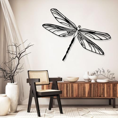 Cadeali Metal Dragonfly Wall Decor 30x19 Inch Gold