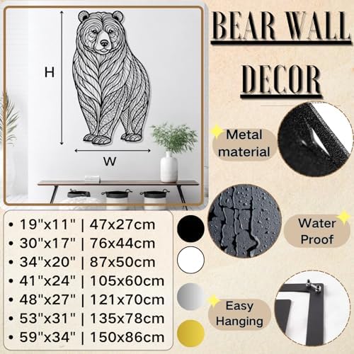Metal Bear Wall Art Abstract Leaf Design Rustic Wall Decoration