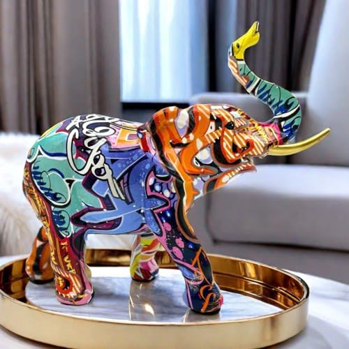 Colorful Graffiti Resin Elephant Statue