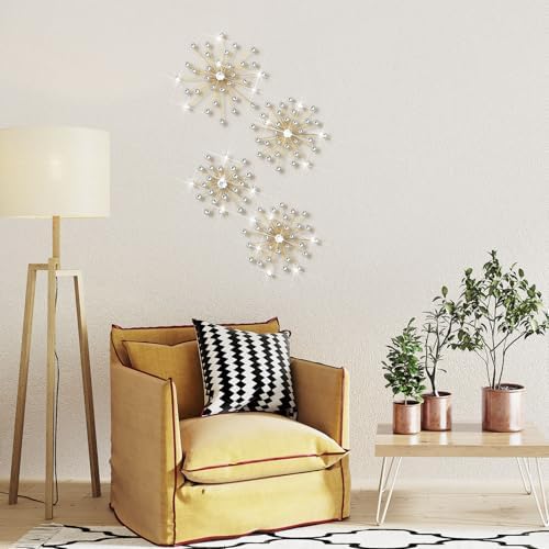 4 Pcs Gold Starburst Wall Decor with Rhinestones
