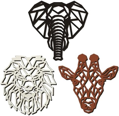 CAKIROTS 3 Piece Safari Animal Wall Sculptures
