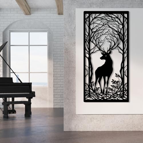 Oxzcimty Metal Deer Wall Art 19x9 Inch Black