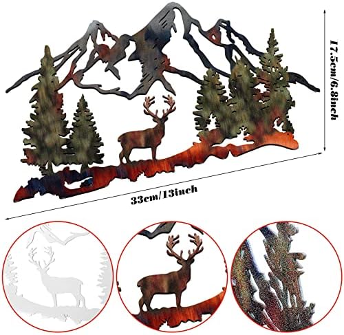 Moxweyeni Rustic Metal Forest Deer Wall Art 13x8 Inch