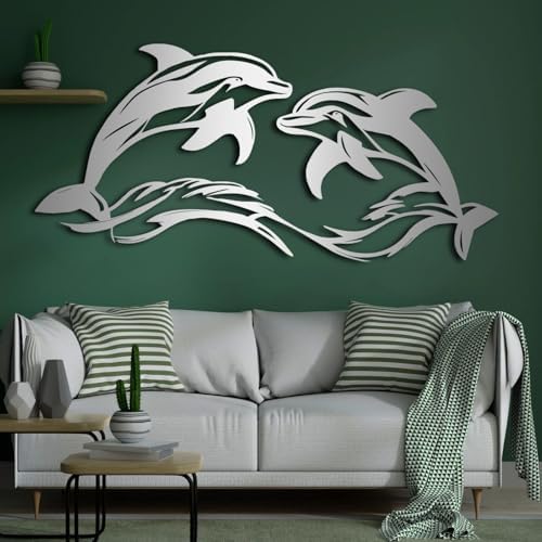ENJOYOO Metal Dolphin Wall Art - Black 41x19in