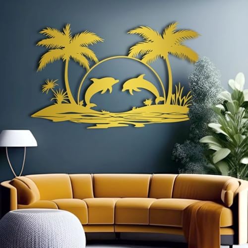 ENJOYOO Coastal Metal Wall Art Dolphin Decor