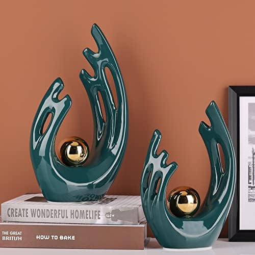 12 Inch Teal Gold Aesthetic Room Decor Sculpture
