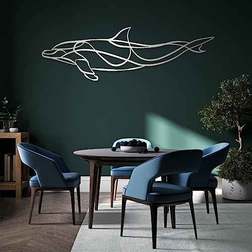 Fayholy 3D Metal Dolphin Wall Decor Silver 2 Pieces