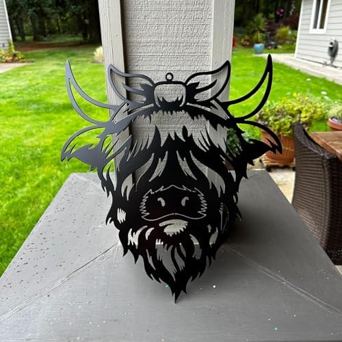 Highland Cow Metal Wall Art Sign