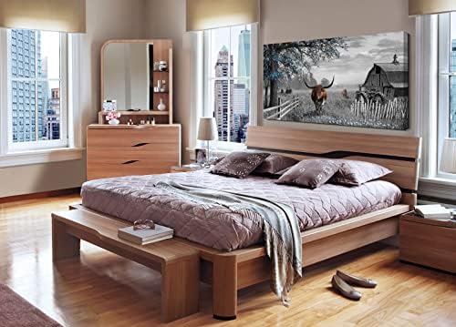 Yiijeah Large Brown Cow Wall Art 58x29 Inches