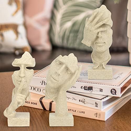 3 Pcs Thinker Statue Abstract Art Resin Decor