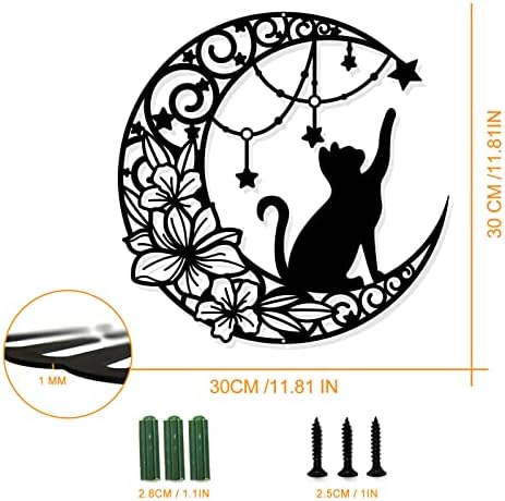 NBEADS Cat and Moon Metal Wall Art Decor