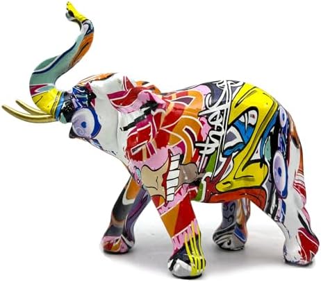 Colorful Graffiti Resin Elephant Statue