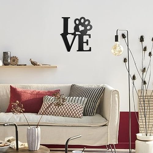 Acopelo Black Metal Wall Decor with Paw Print