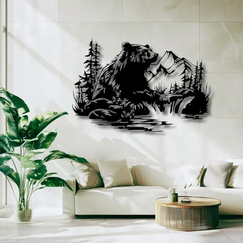 Flewfar Metal Wall Art Bear Mountain Stream