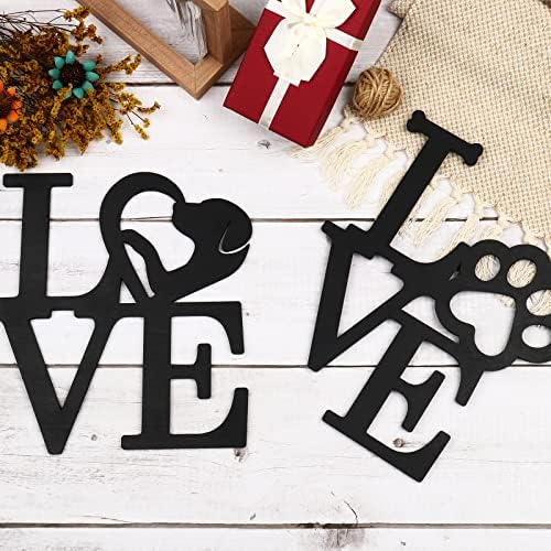 KOYILTD 2PCS Black Love with Paw Print Wall Decor