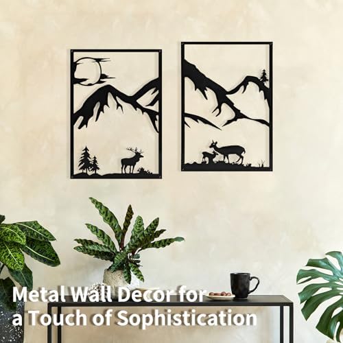 LONGKING 4 Pack Metal Wall Art Black 17x12in