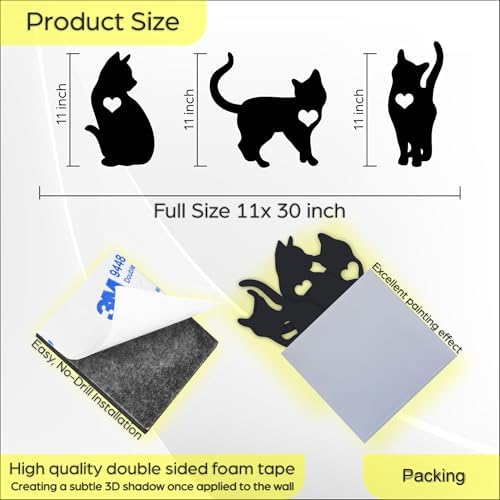 3pcs Black Cat Silhouette Wall Decor for Modern Home