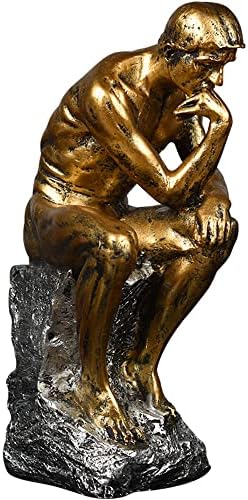 10 Inch Resin Thinker Statue Gold Collectible Figurine