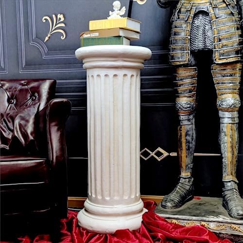 Extra Large Greek Roman Column Statue with Pedestal 354H White