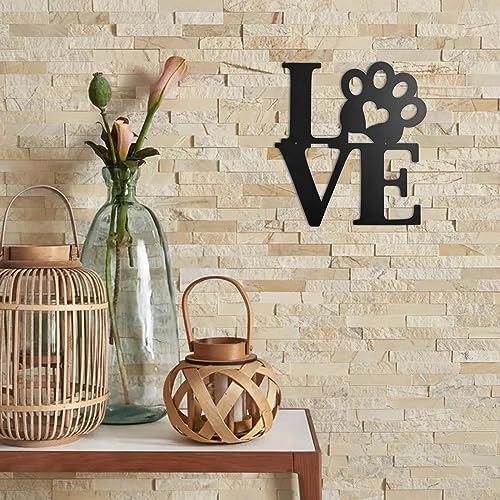 Acopelo Black Metal Wall Decor with Paw Print