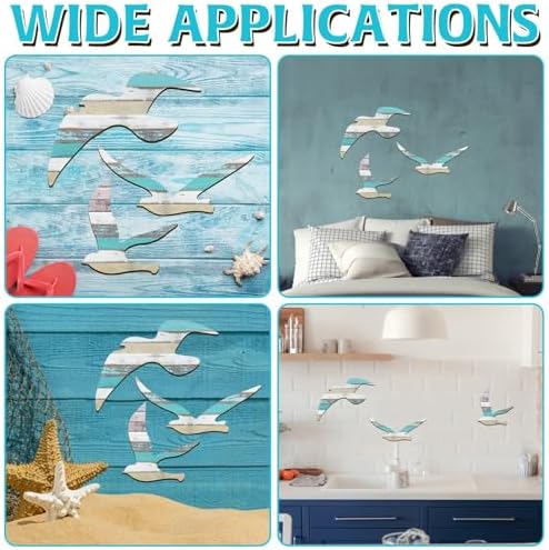 HINGTAI 3Pcs Wood Seagull Wall Decor Set