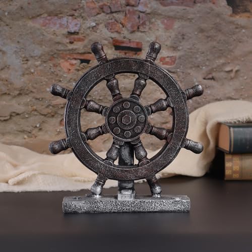 Nautical Boat Rudder Sculpture Decor Reddish Brown
