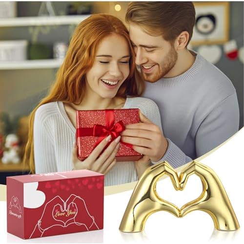 Gold Heart Hands Sculpture for Home Decor