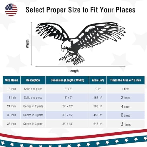 Eagle Decor Metal Wall Art 36x18 Black