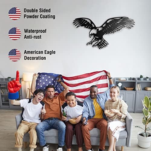 Eagle Decor Metal Wall Art 36x18 Black
