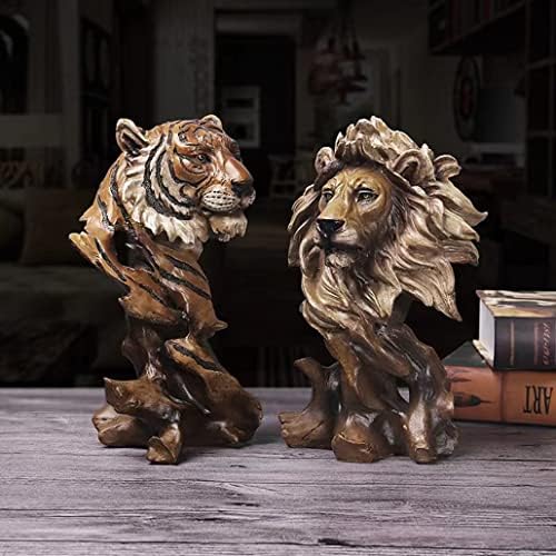 Resin Lion Head Statue for Home Office Desk Decor