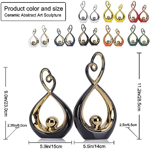 Modern Black and Gold Ceramic Sculpture Decor Accent