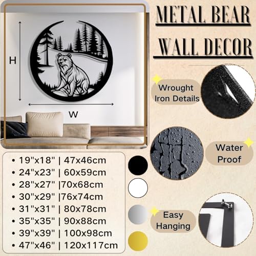 Oxzcimty Metal Bear Wall Art 19x18