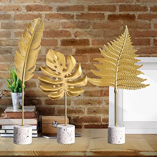 Modern Gold Leaf Statues Desktop Decor Sculpture with Base