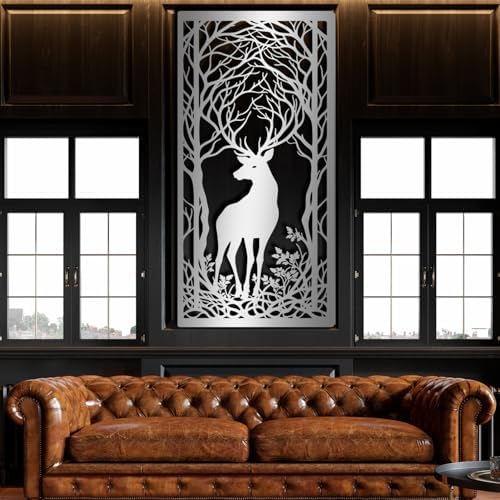 Oxzcimty Metal Deer Wall Art 19x9 Inch Black