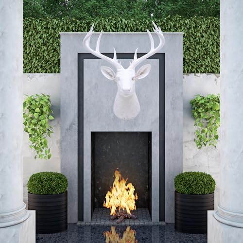 White Resin 10-Point Deer Head Wall Sculpture